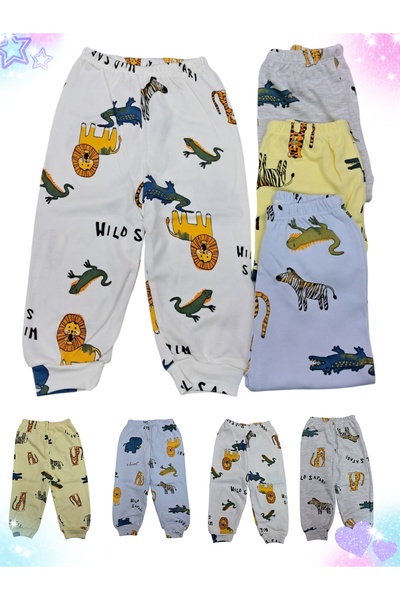 BABYİBO Unisex Bebek 4 Adet %100 Pamuk Bebek Tek Alt Seti Pijama Alt Giyim