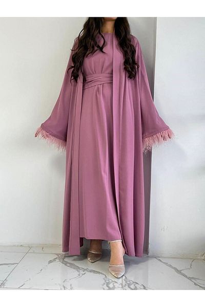 MELEK ARAZ Dusty Rose Ayla Abaya Set