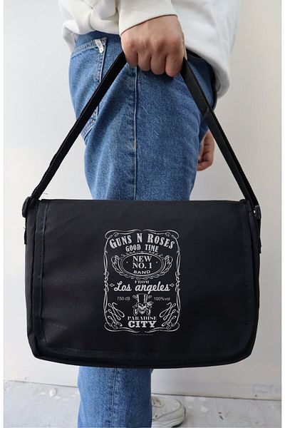 Fuddy Moda Geantă de umăr Guns N Roses Written, geantă de umăr unisex cu imprimeu Rock Band