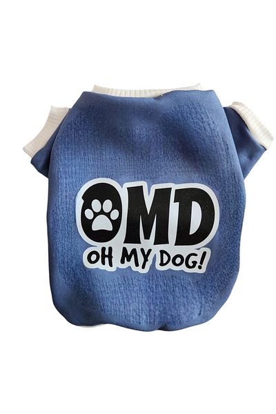 atelyu Cat Dog Suit Indigo Blue Omg Printed Sweatshirt