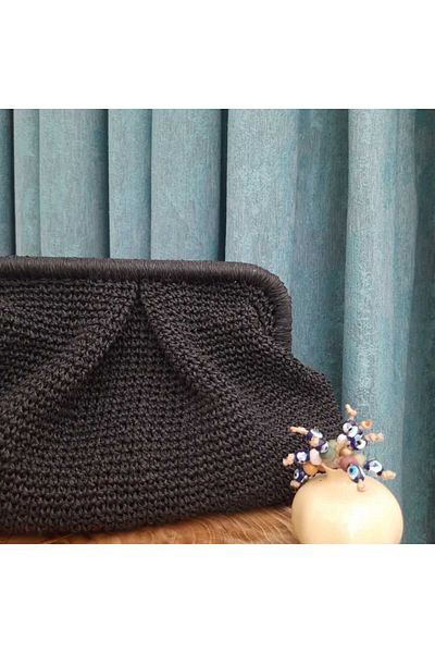 MODA Ръчно изработена сламена чанта за портфолио със скрита форма за стипендии