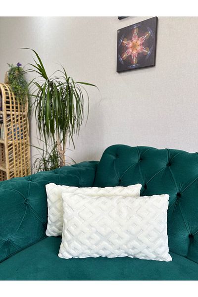 Cottella 2-Piece Bohemian Special Design Punch Pattern Ecru Lining Thick Decorative Throw Pillow Cover 28X50 cm