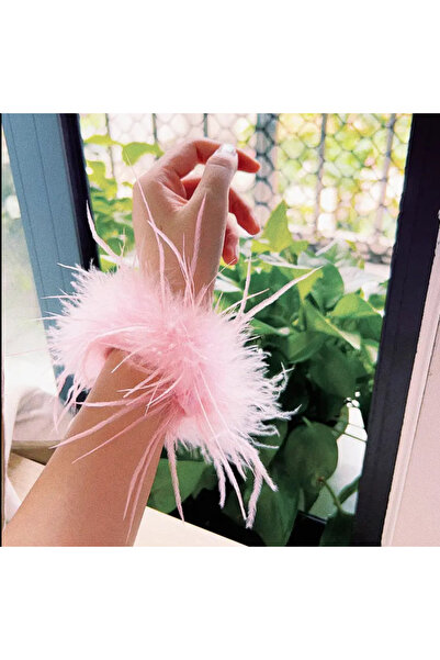 SavBrand 2 adet Pembe Tüylü Bileklik , Kadın Aksesuarları Kol Manşet Bileklik
