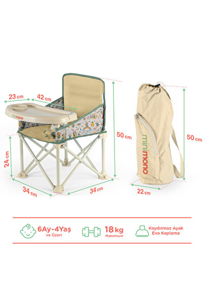 Minimono Plus 0-4 Yaş Portatif Katlanır Yükseltici Mama Sandalyesi Bebek Çocuk Kamp Sandalyesi