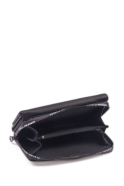 Bukili Black Color Wallet Large Size Wide Multi-Compartment Special Fabric Women's Wallet