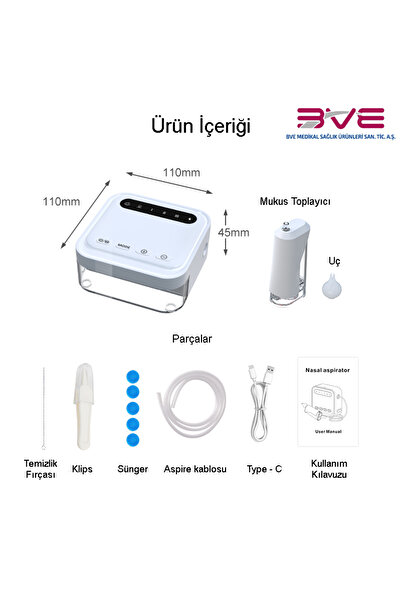 Optinell OPTİNELL ELEKTRİKLİ ŞARJLI KARE BEBEK BURUN ASPİRATÖRÜ OTOMATİK