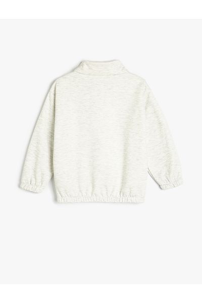 Koton Half Zipper Detail Stand Collar Long Sleeve Raster Basic Sweatshirt
