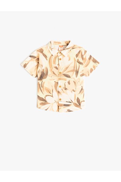 Koton Cotton Patterned Short Sleeve Shirt