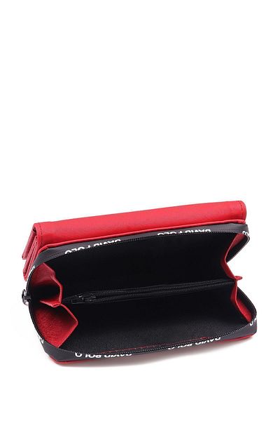 Bukili Red Color Wallet Large Size Wide Multi-Compartment Special Fabric Women's Wallet
