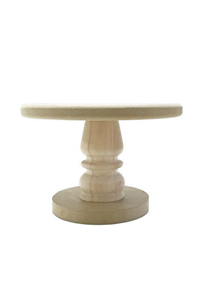 Kerem Sertaç Şekür Ahşap Boyanabilir Pasta Kek Servis Standı (30cm çap)