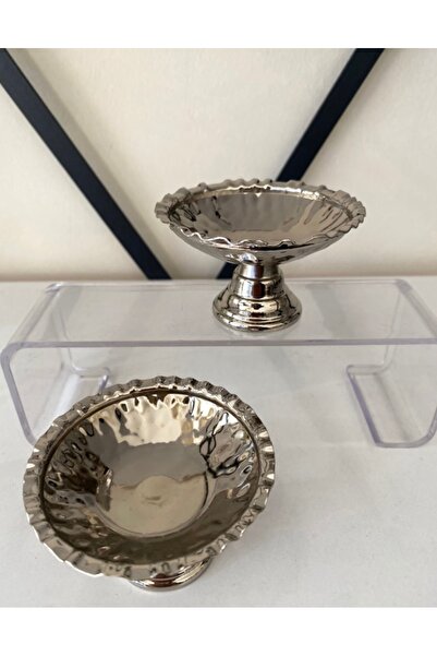 İmren Collection Silver Color 6-Piece Turkish Delight Bowl & Macaron Bowl