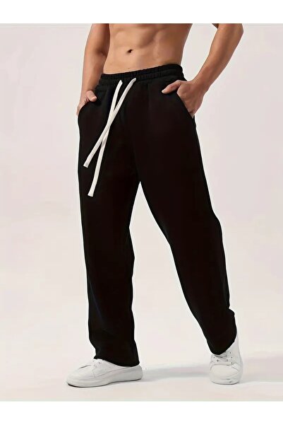 CAONNES Μαύρο φαρδύ ύφασμα, άνετο ύφασμα, φόρμα με φαρδιά γραμμή, oversize, α...