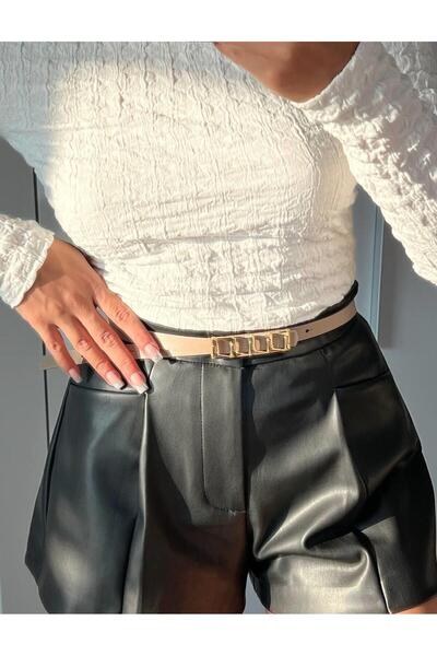 MELEK ARAZ Крем Золотий Жіночий Ремінь з Застібкою