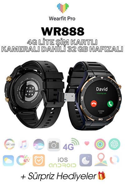 Wearfitpro WR888 4G Lite Sim Kartlı Kameralı 32gb AI Destekli NFC GPS 1.54 İn...