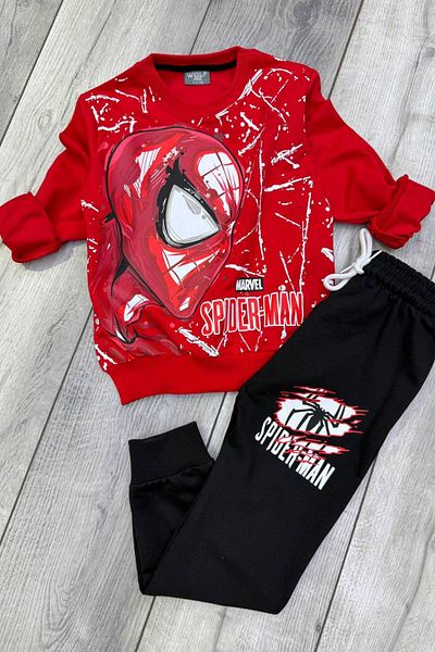 SPIDERMAN 2 Yarn Spiderman Printed Red Tracksuit Set