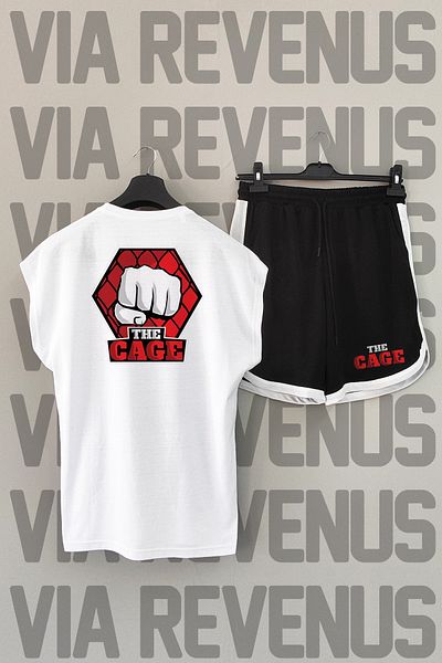 Vordevia The Cage / Cage Back Printed Zero Sleeve αθλητικό μπλουζάκι και μαύρο σορτς αθλητικό σετ