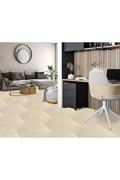 TİNK Kendinden Yapışkanlı Beyaz Huş Desenli PVC Parke 25x80 cm / 15 Adet / 3 m²