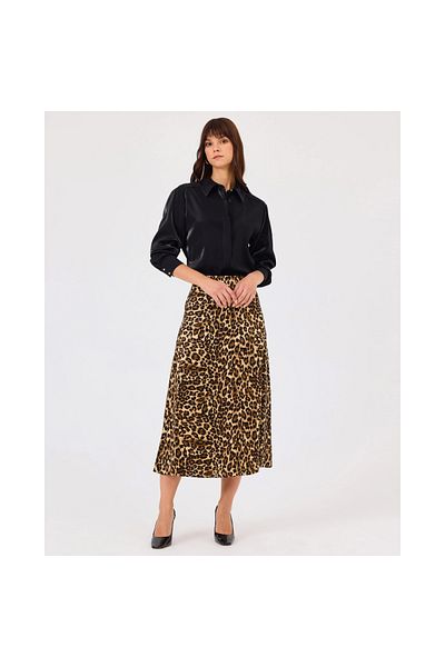 SEÇİL New Selected Women's Leopard Print Knee-Length Skirt 10002421611019