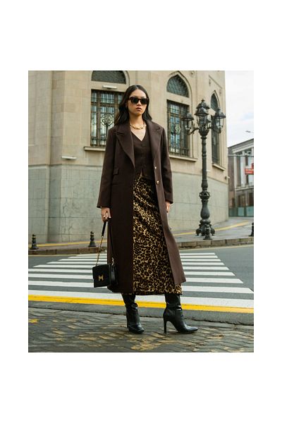 SEÇİL New Selected Women's Leopard Print Knee-Length Skirt 10002421611019