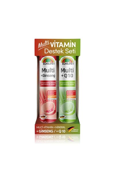 Sunlife Multivitamin Support Set - Multi +Ginseng & Multi +Q10 (20+20 Tablets)
