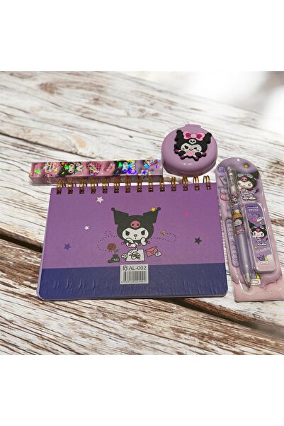 ÇERÇİ MELEK Kuromi Tasarımlı Kırtasiye Seti (Spiral Defter, Uçlu Kalem+uç, Tü...