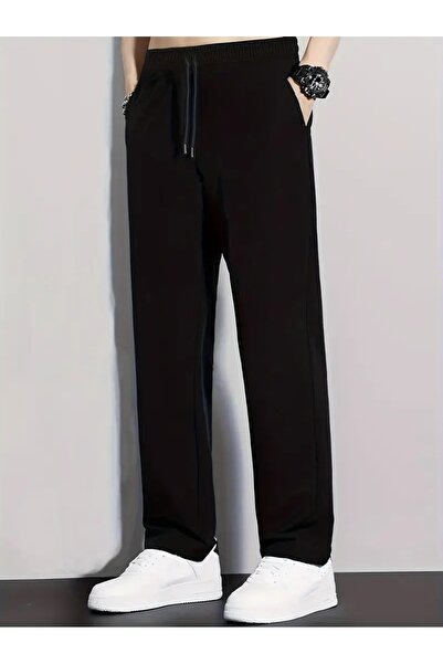 CAONNES Pantaloni de trening negri, largi, supradimensionați - Material confo...