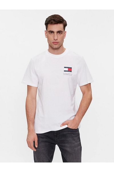Tommy Hilfiger TOMMY JEANS MEN'S SLIM ESSENTIALENTIAL FLAG T-SHIRT EXT