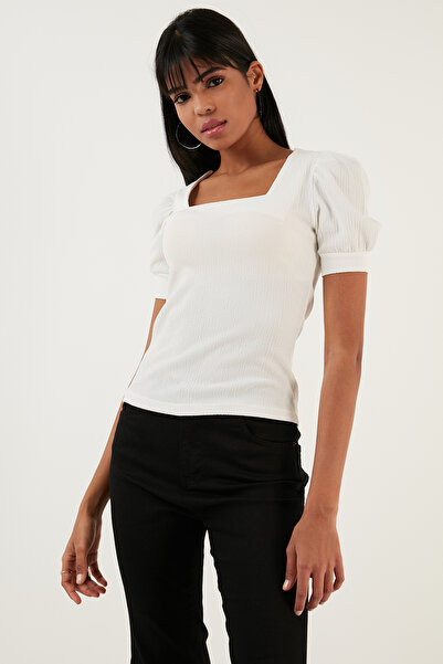 Lela Sleeve Detailed Square Neck Blouse Bluz 5869002