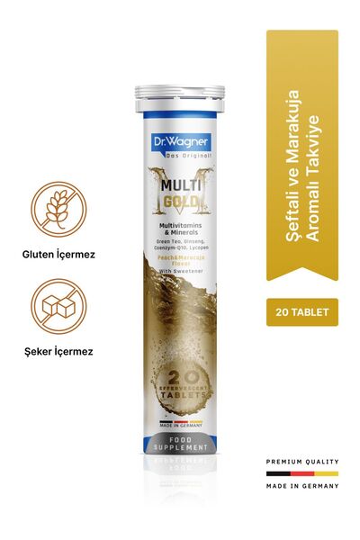 Dr Wagner قرص فوار متعدد الذهب 20 - معزز للفيتامينات والطاقة اليومي