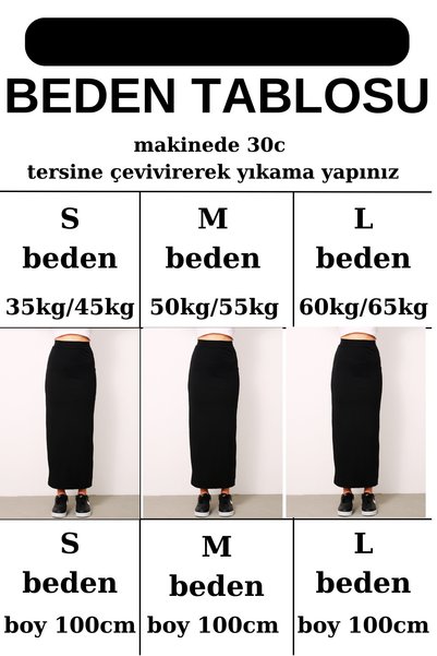 mrm pro Uzun Spor Kalem Etek  Dalgıç Kumaş Esnek Etek Maxi Boy 100cm