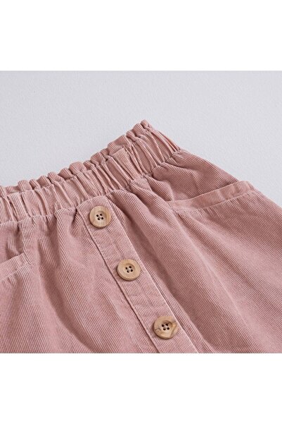 Chakra Nordic Düğmeli Etek Pudra