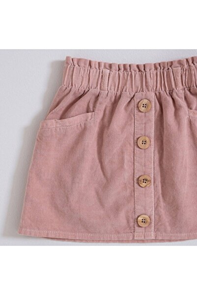 Chakra Nordic Düğmeli Etek Pudra