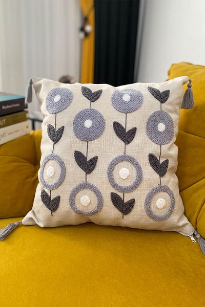 e-Bizz Store 1 Throw Pillow Cover with Punch Embroidery