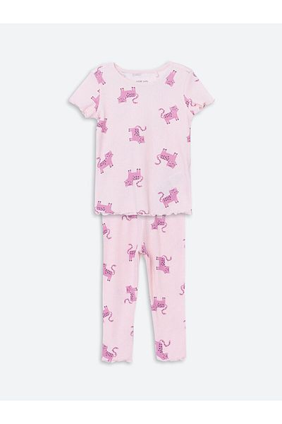 LC Waikiki New Season Crew Neck Printed Baby Girl Pajama Set - S57669Z1