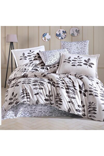 DENİZLİ ÇEYİZ Clasy Double Duvet Cover Set - Hafsa Anthracite Ranforce