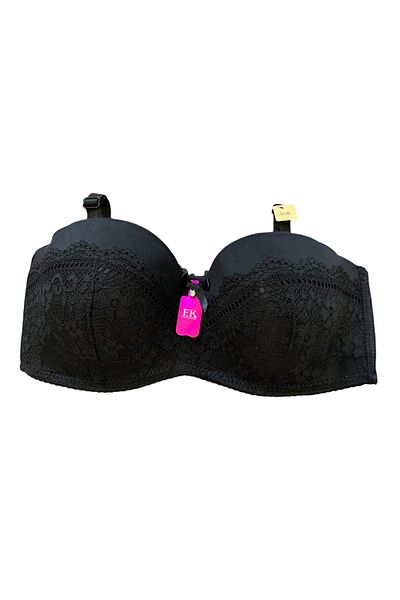 F.K Μαύρο Ruched 429 Μοντέλο - Σουτιέν χωρίς στήριγμα