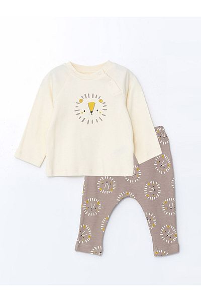 LC Waikiki Organic Fabric Baby Girl Sweatshirt and Sweatpants Set of 2