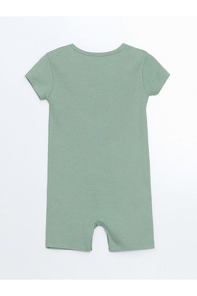 LC Waikiki Lcw Eco Green Crew Neck Printed Baby Boy Romper