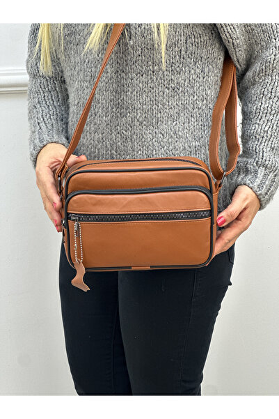 Deribag Genuine Leather Medium Size Shoulder Bag Brown 23*18*8 cm