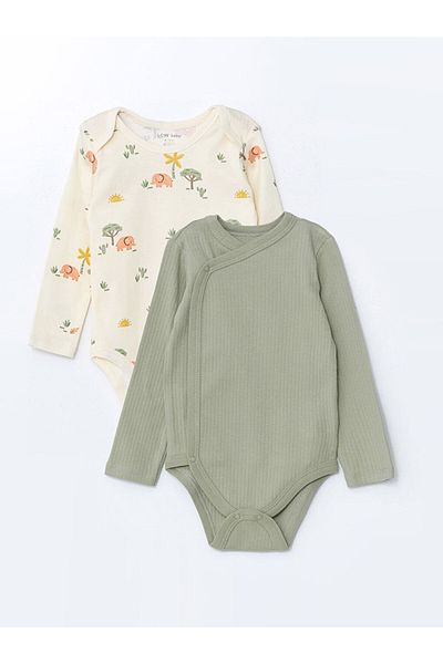 LC Waikiki Lcw Baby Crew Neck Floral Baby Boy Snap Body 2Pcs