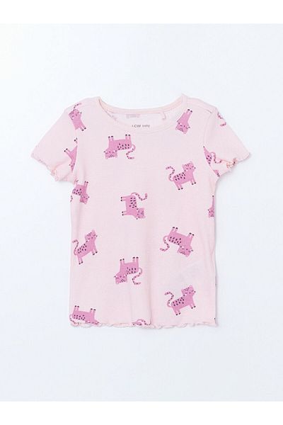 LC Waikiki New Season Crew Neck Printed Baby Girl Pajama Set - S57669Z1