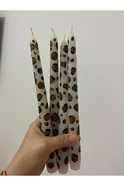 Horizon X Leopar  Desenli 4 Adet  Şamdan Mum