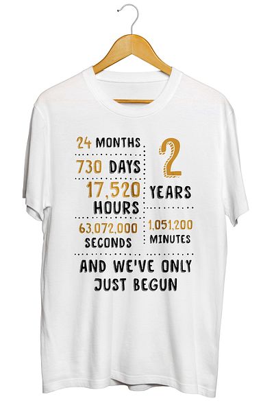 karikatürstore 2 Years Married Valentine Printed T-Shirt