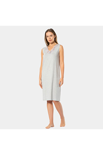 TÜREN Women's Lace V-Neck Nightgown 3285/Grey