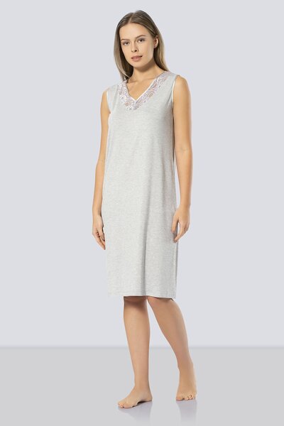 TÜREN Women's Lace V-Neck Nightgown 3285/Grey
