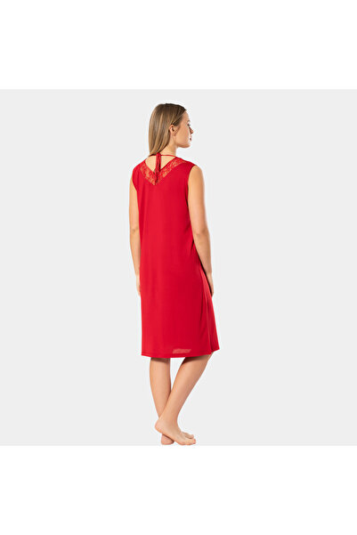 TÜREN Women's Lace V-Neck Nightgown 3285/Red