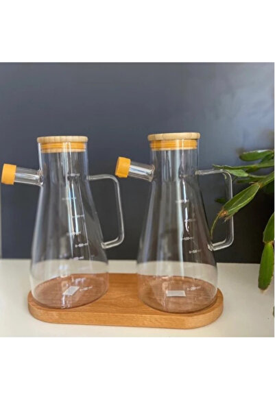 Sensoria Bambu Yağdanlık Standı Doğal Ahşap 2 Bölmeli Yağdanlık Altı 24 X 12