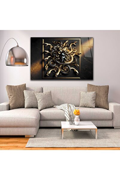 bestdecor Medusa Şahmeran Yılan Kadın, Modern Temperli Cam Tablo | Hediyelik, Dekoratif, Ofis, Mutfak, 3