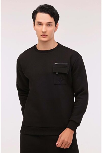 Lotto M-полковник C Neck Swt Erkek Polar Sweatshirt Siyah