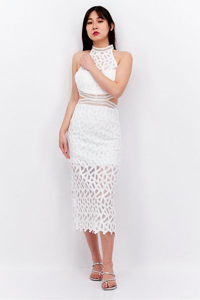Bardot Women Embroidered Midi Dress, Ivory